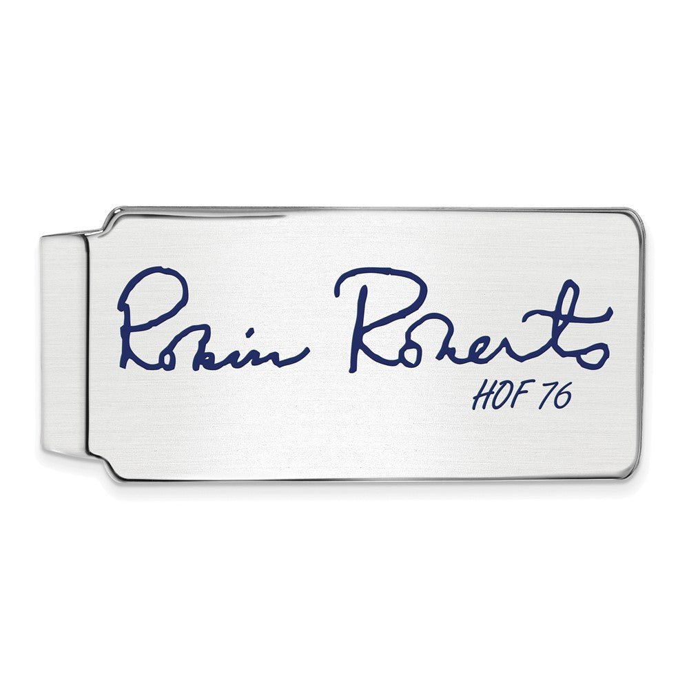 Sterling Silver Robin Roberts Hall of Fame Epoxy Signature Money Clip, Item M11761 by The Black Bow Jewelry Co.