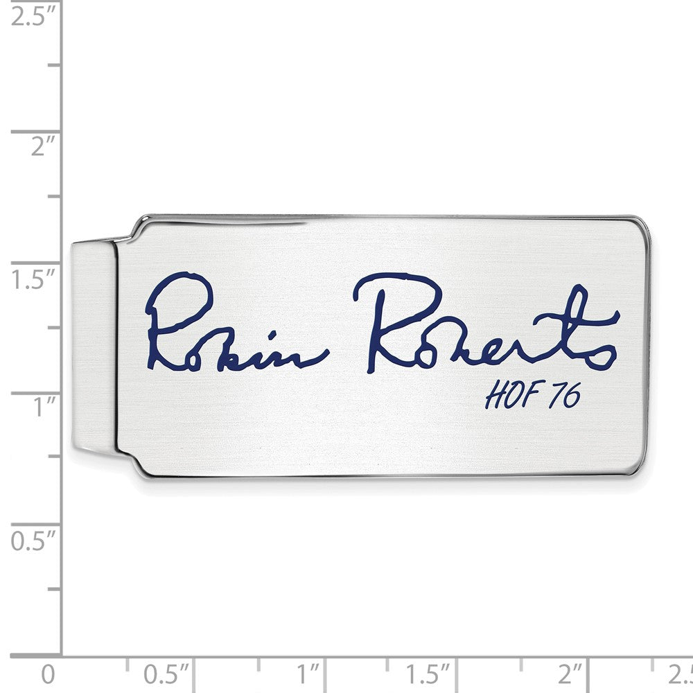 Alternate view of the Sterling Silver Robin Roberts Hall of Fame Epoxy Signature Money Clip by The Black Bow Jewelry Co.