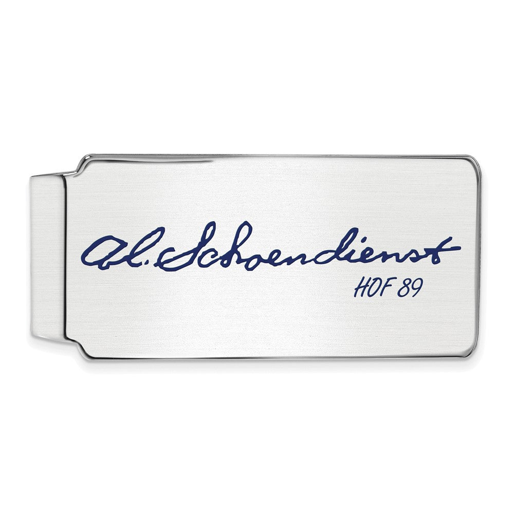 Sterling Silver Red Schoendienst HOF Epoxy Signature Money Clip, Item M11763 by The Black Bow Jewelry Co.