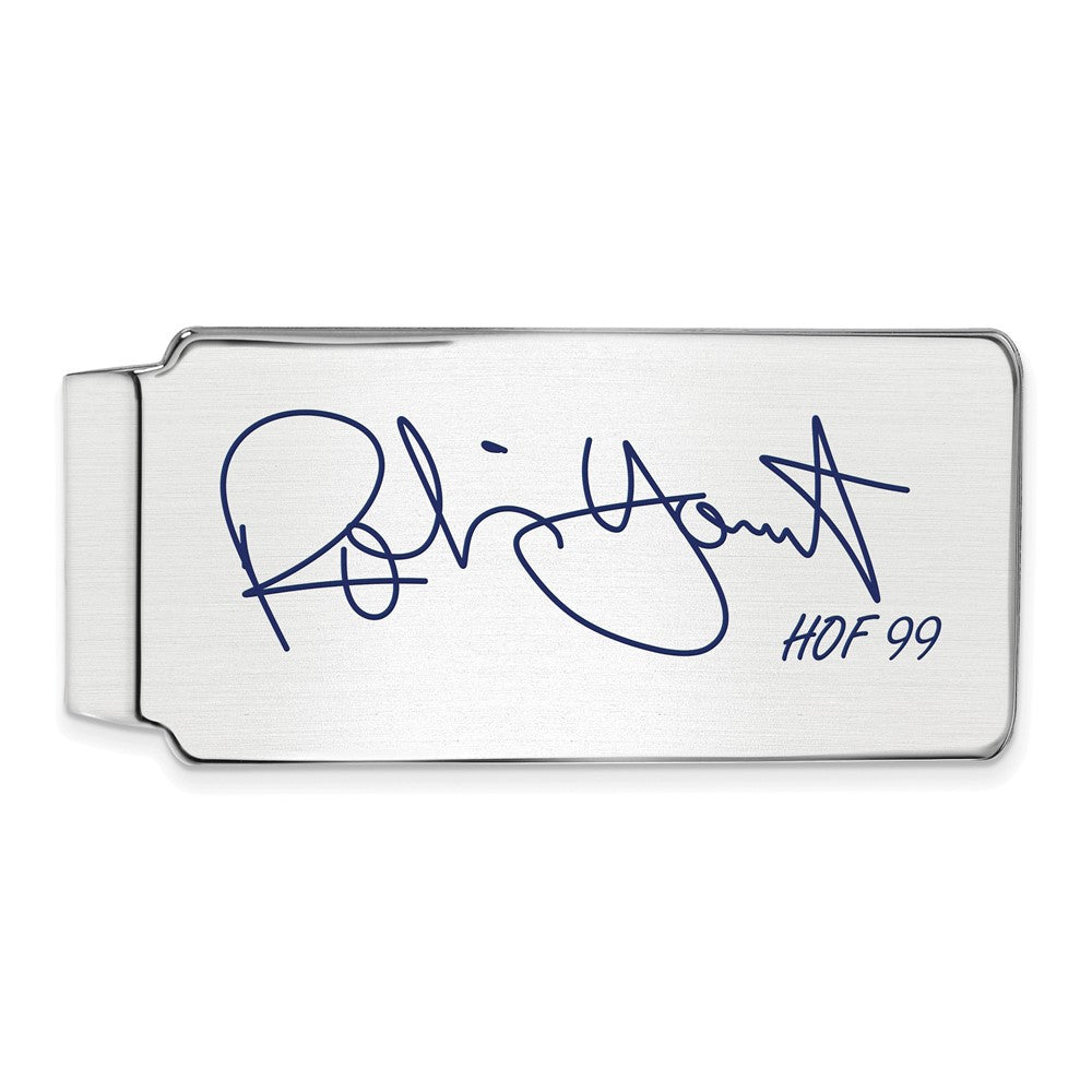 Sterling Silver Robin Yount Hall of Fame Epoxy Signature Money Clip, Item M11764 by The Black Bow Jewelry Co.