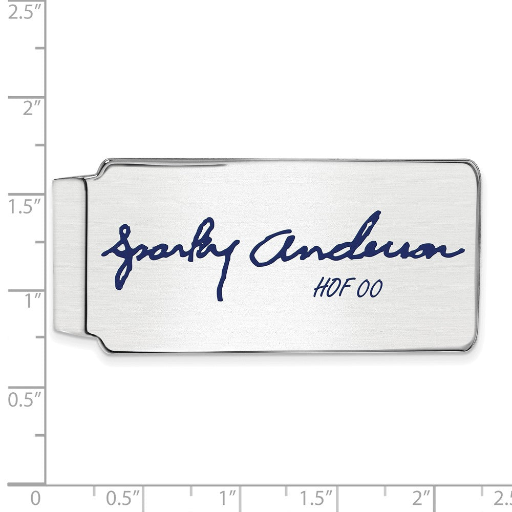 Alternate view of the Sterling Silver Sparky Anderson HOF Epoxy Signature Money Clip by The Black Bow Jewelry Co.