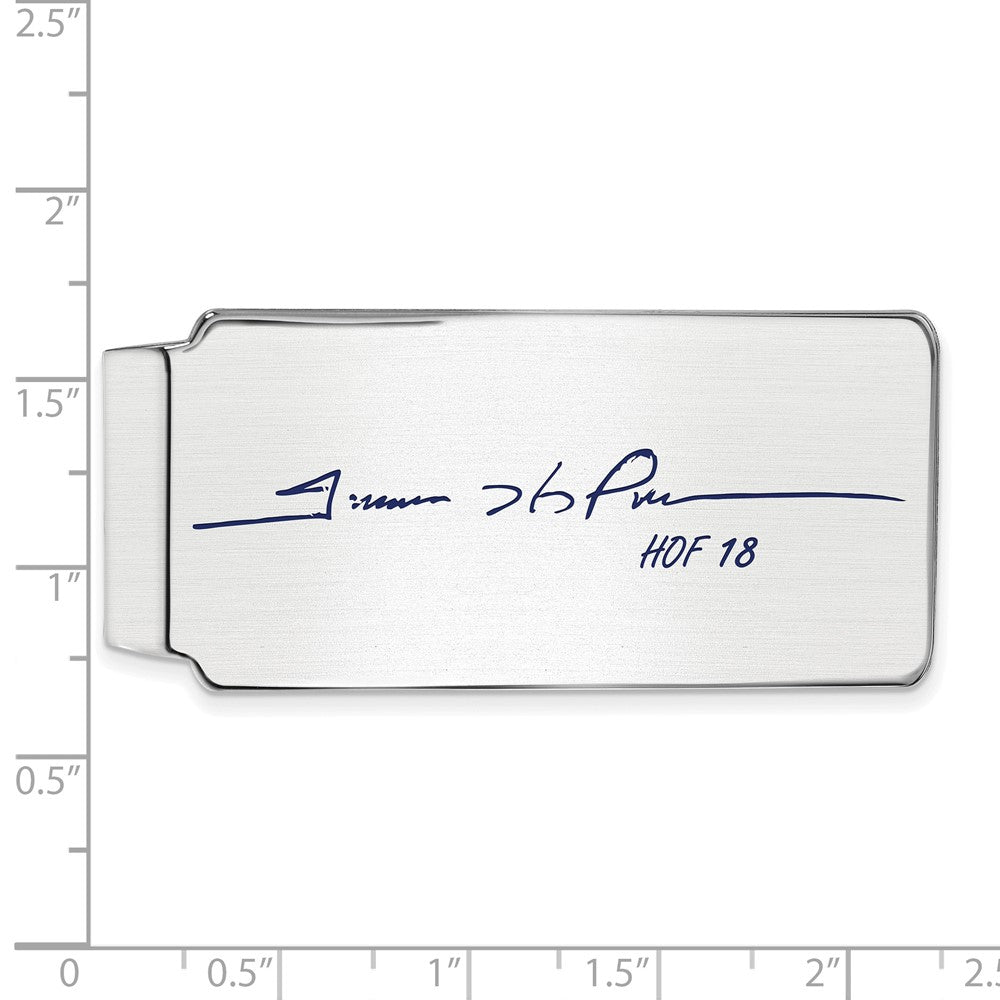 Alternate view of the Sterling Silver Trevor Hoffman Hall of Fame Epoxy Signature Money Clip by The Black Bow Jewelry Co.