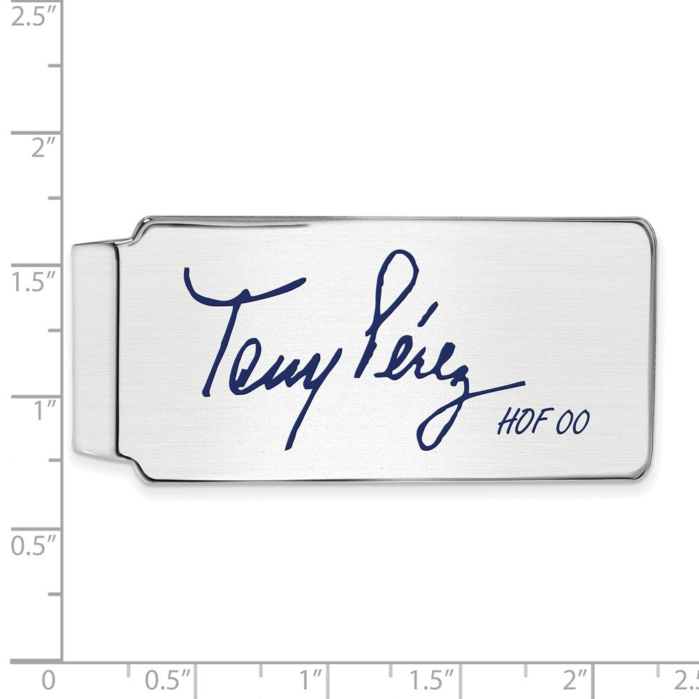 Alternate view of the Sterling Silver Tony Perez Hall of Fame Epoxy Signature Money Clip by The Black Bow Jewelry Co.