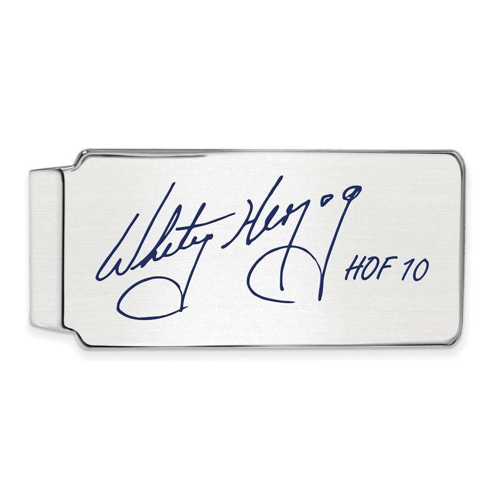 Sterling Silver Whitey Herzog Hall of Fame Epoxy Signature Money Clip, Item M11775 by The Black Bow Jewelry Co.