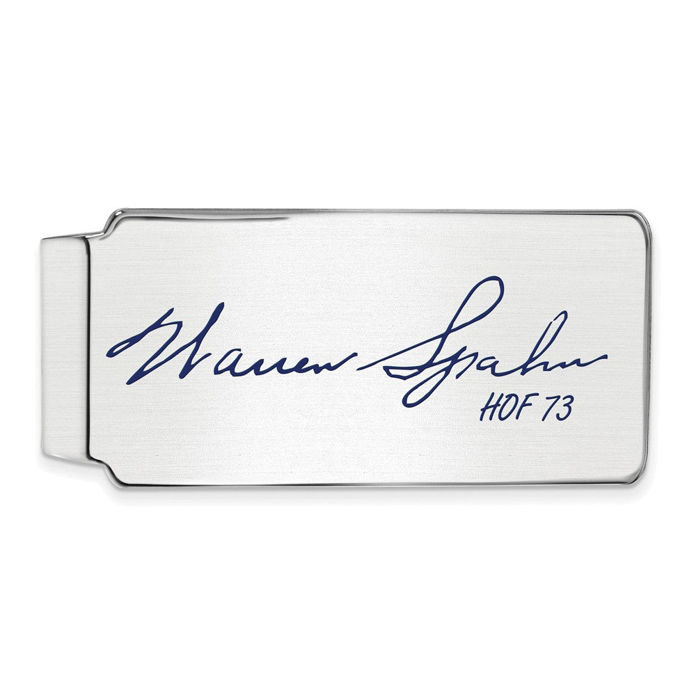 Sterling Silver Warren Spahn Hall of Fame Epoxy Signature Money Clip, Item M11777 by The Black Bow Jewelry Co.