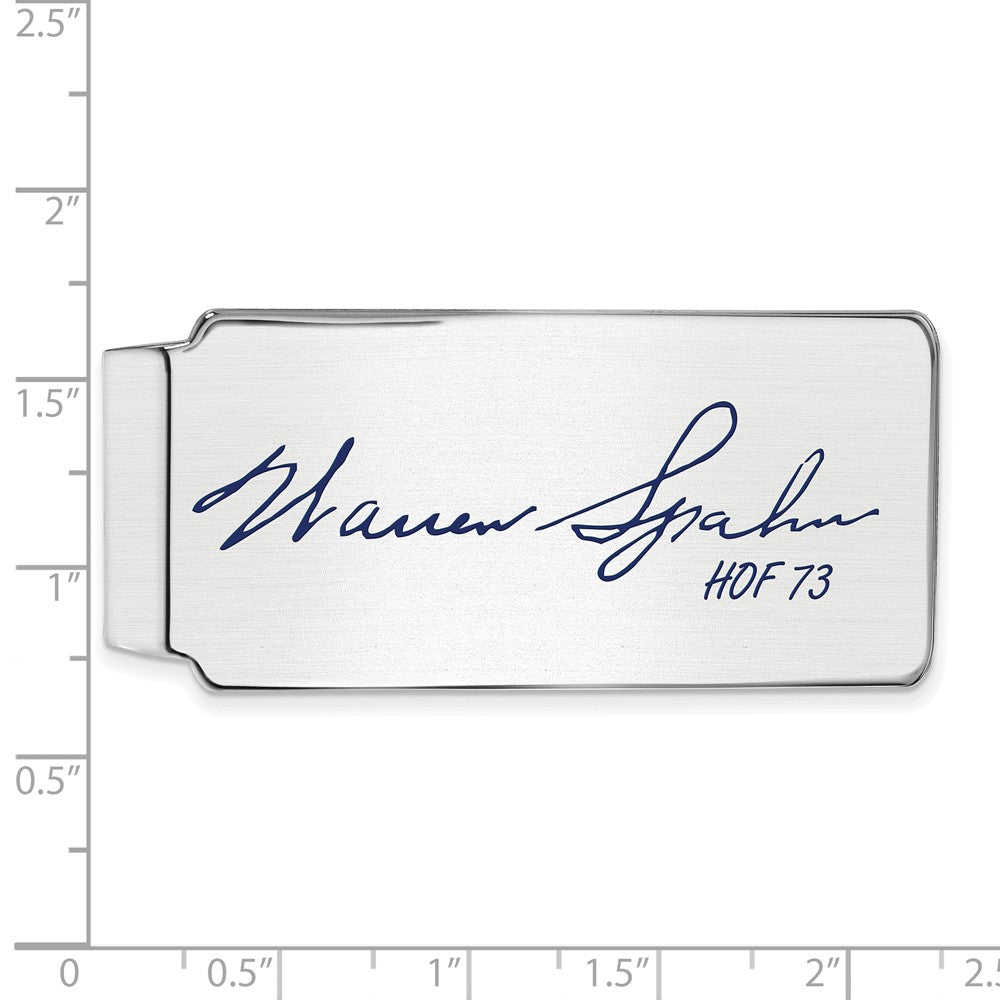 Alternate view of the Sterling Silver Warren Spahn Hall of Fame Epoxy Signature Money Clip by The Black Bow Jewelry Co.