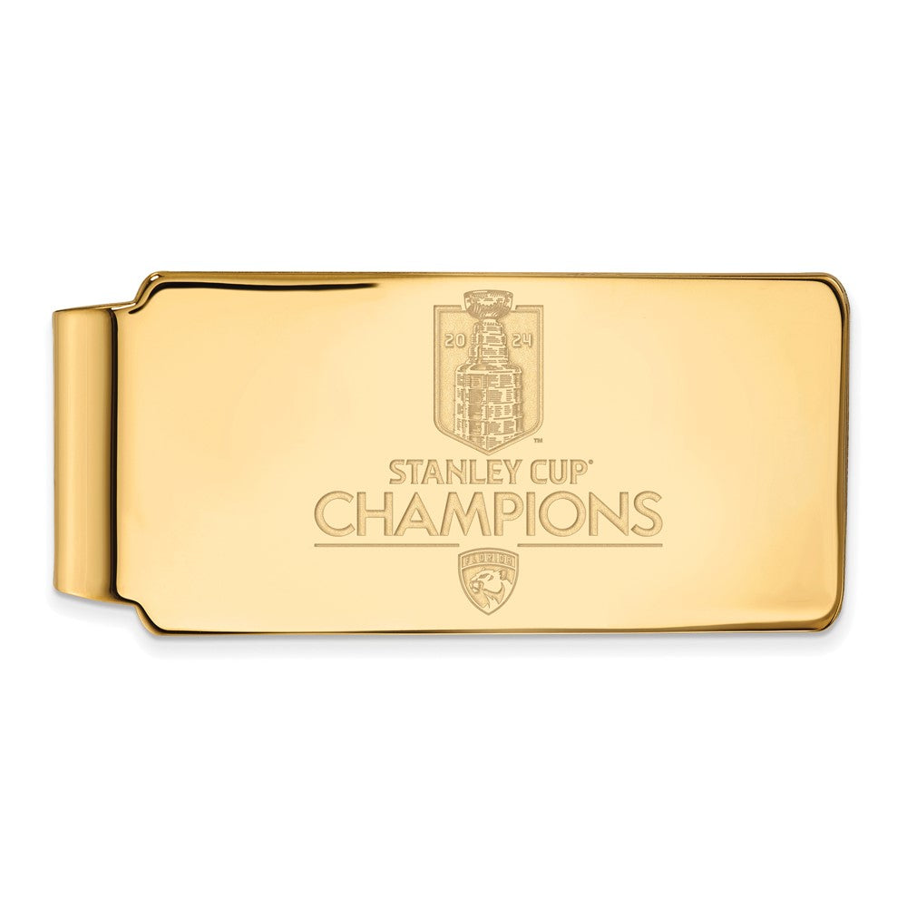 14K Gold Plated Silver 2024 Champions Florida Panthers Money Clip, Item M11780 by The Black Bow Jewelry Co.