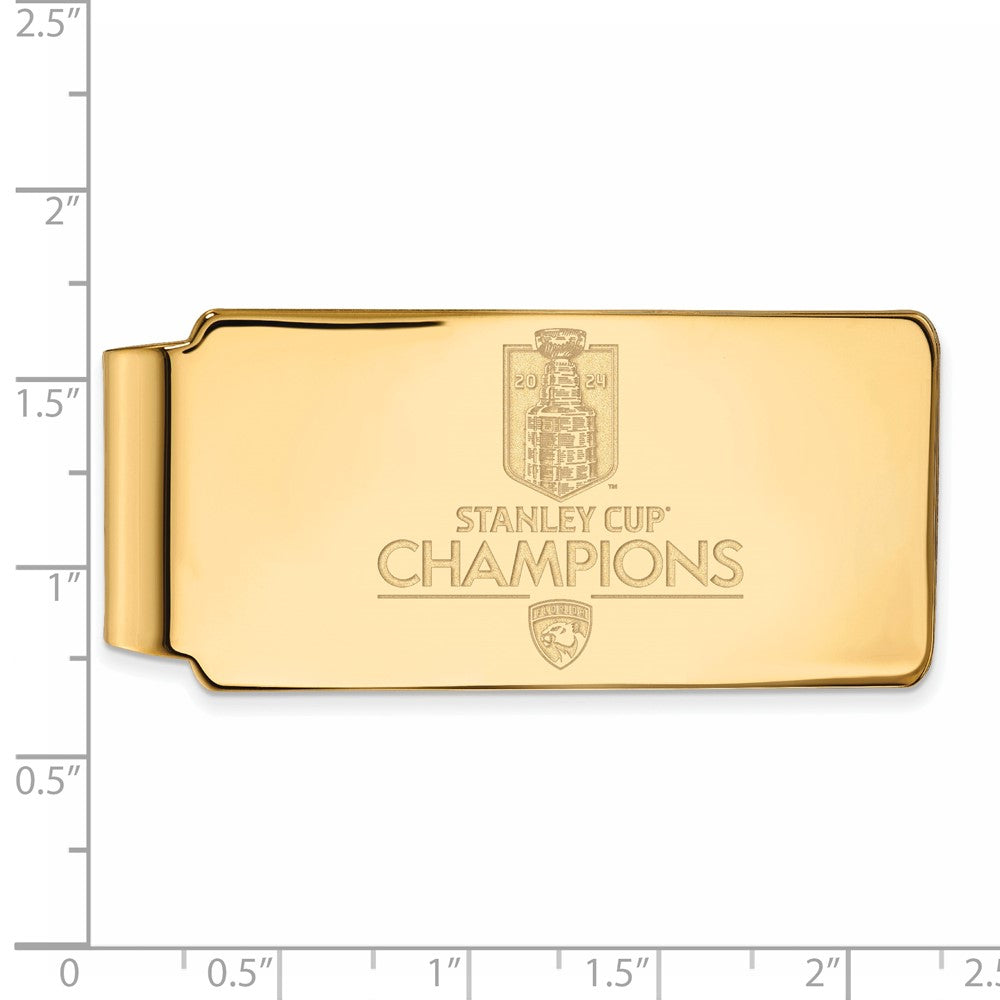 Alternate view of the 14K Gold Plated Silver 2024 Champions Florida Panthers Money Clip by The Black Bow Jewelry Co.