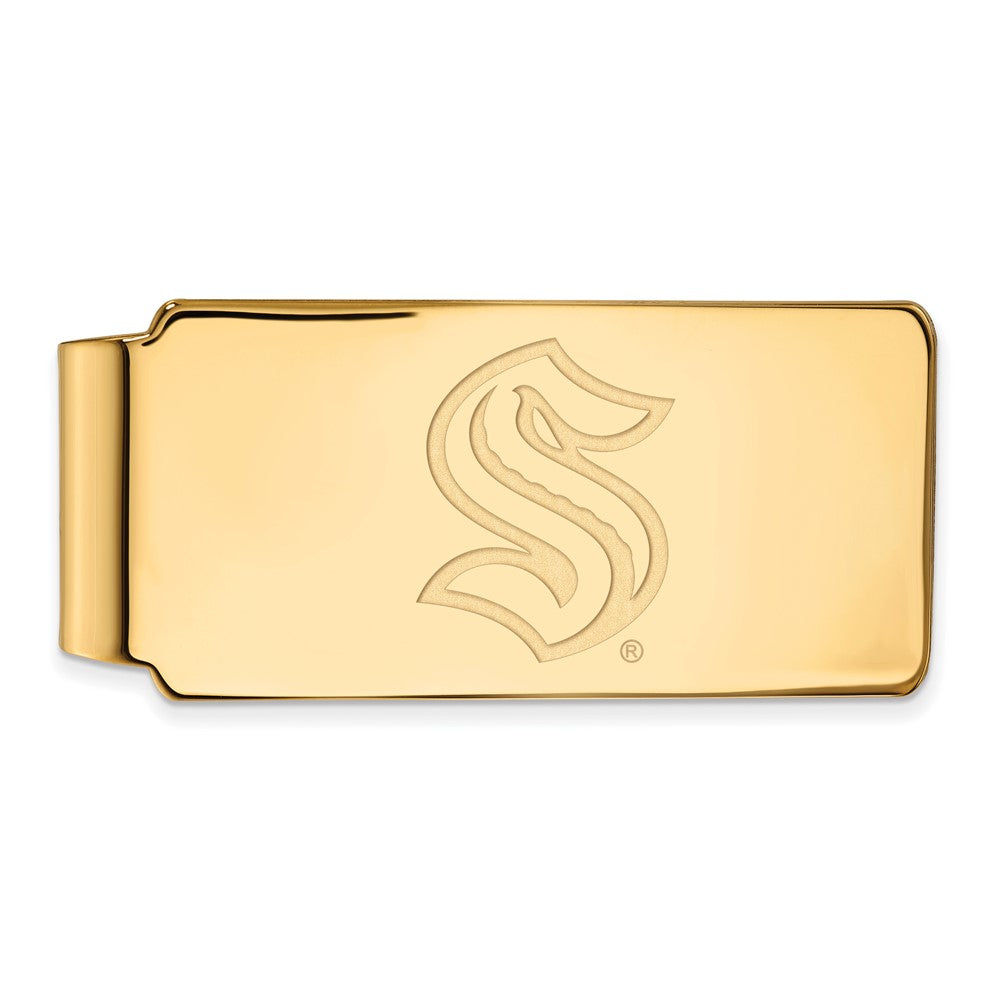 10K Yellow Gold NHL Seattle Kraken Fold Over Money Clip, Item M11782 by The Black Bow Jewelry Co.