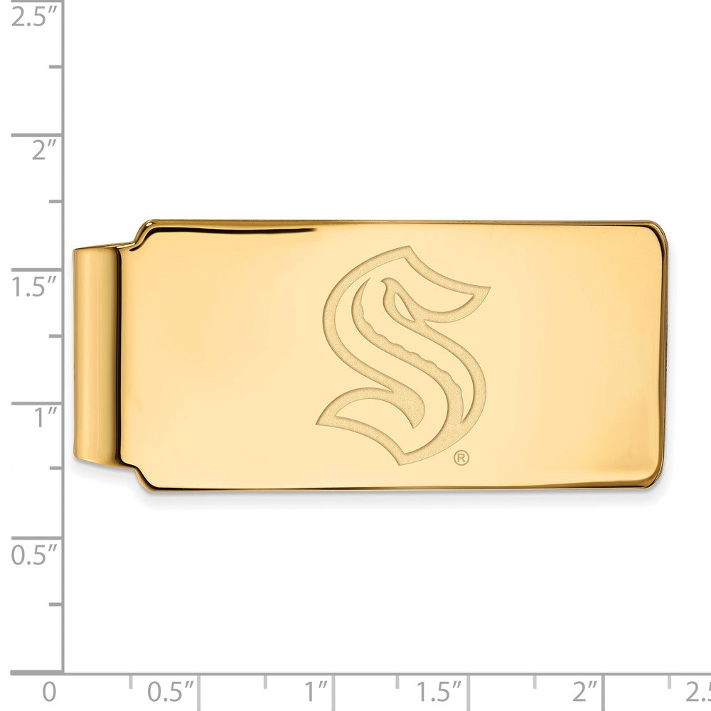 Alternate view of the 10K Yellow Gold NHL Seattle Kraken Fold Over Money Clip by The Black Bow Jewelry Co.