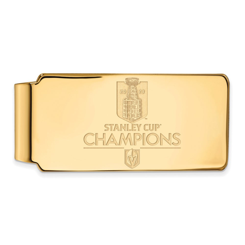 14K Gold Plated Silver 2023 Champions Vegas Golden Knights Money Clip, Item M11787 by The Black Bow Jewelry Co.