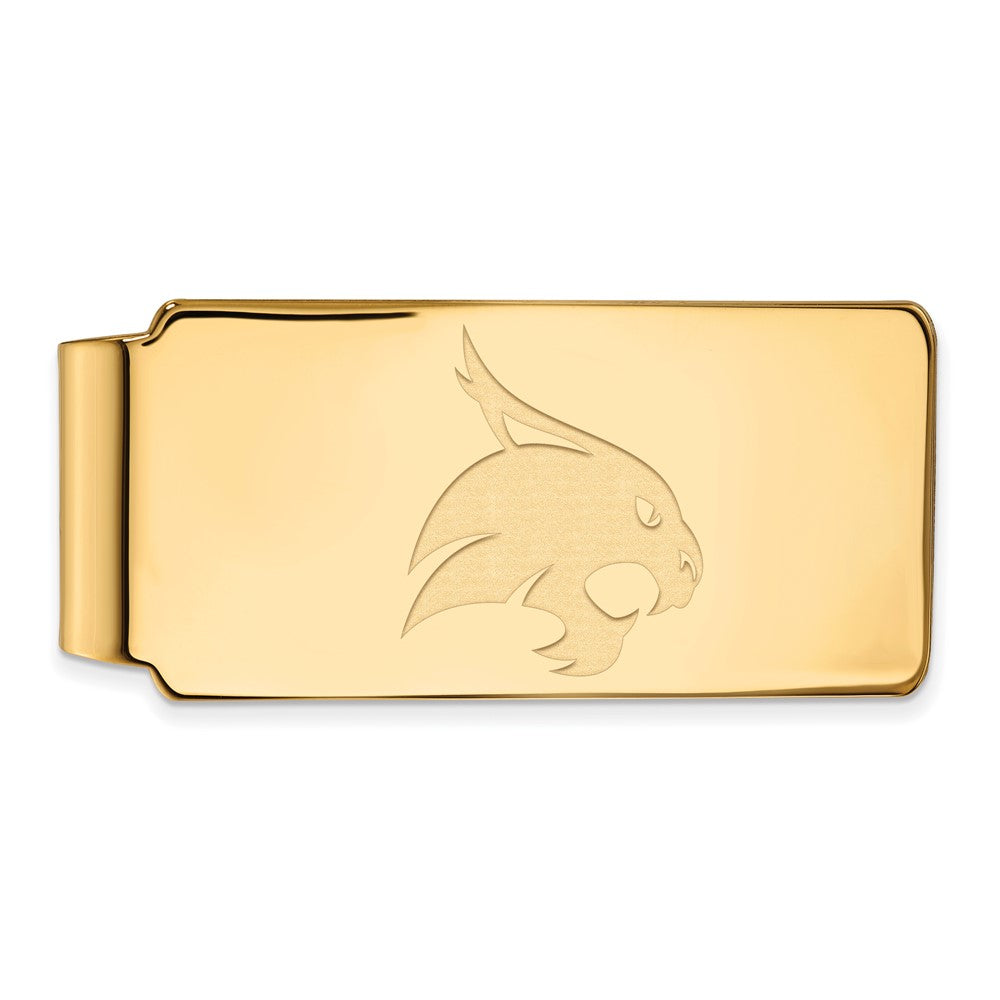 14K Gold Plated Silver Texas State University Fold Over Money Clip, Item M11791 by The Black Bow Jewelry Co.
