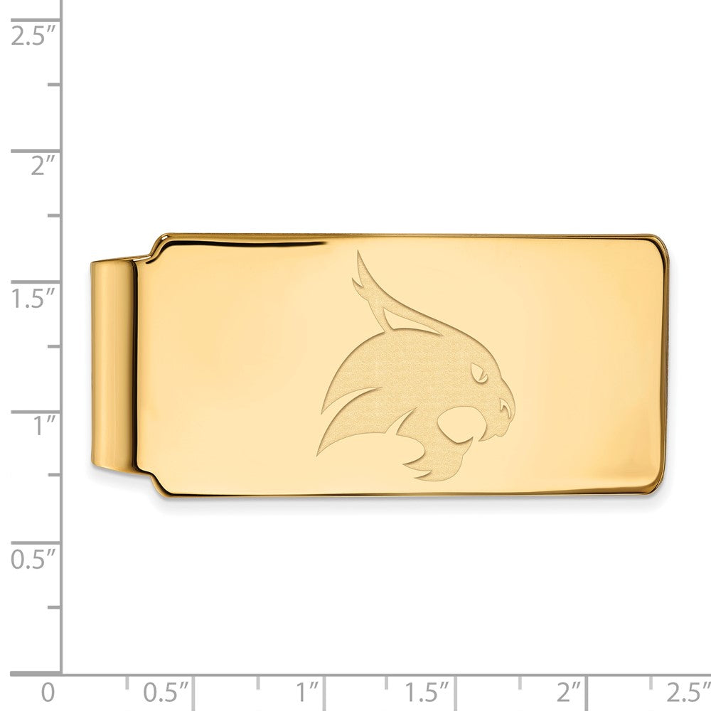 Alternate view of the 14K Gold Plated Silver Texas State University Fold Over Money Clip by The Black Bow Jewelry Co.