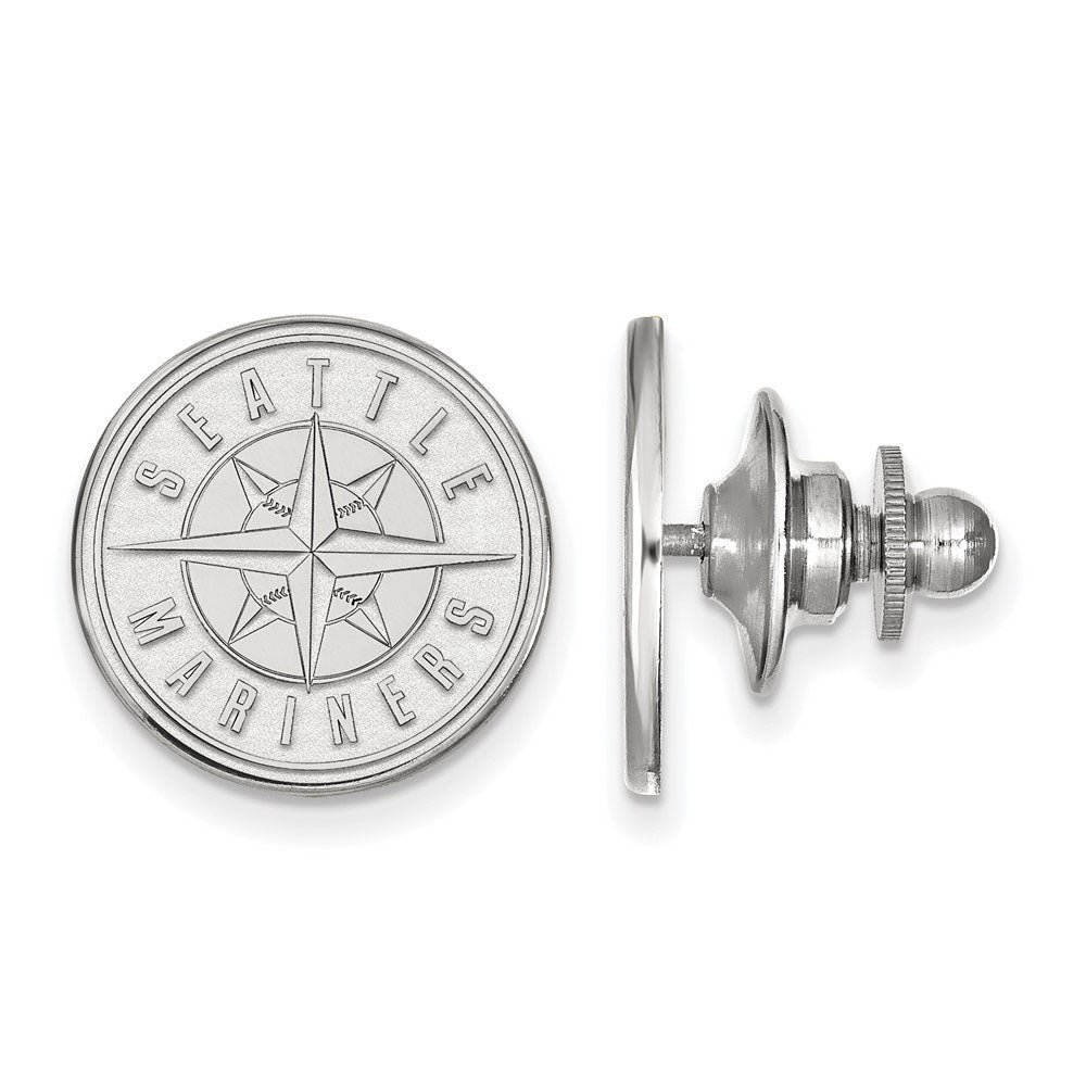 14K White Gold MLB Seattle Mariners 15mm Lapel or Tie Pin, Item M11800 by The Black Bow Jewelry Co.
