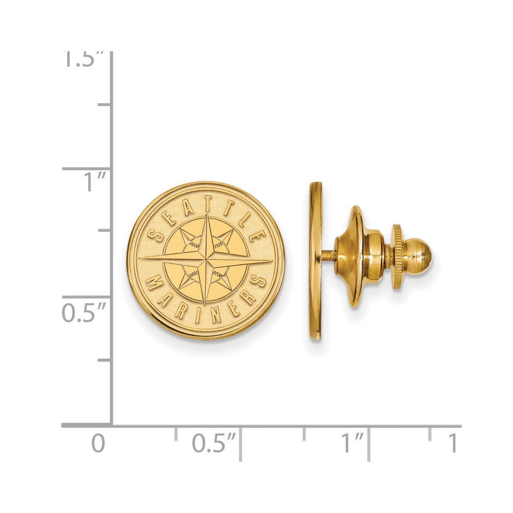 Alternate view of the 14K Yellow Gold MLB Seattle Mariners 15mm Lapel or Tie Pin by The Black Bow Jewelry Co.