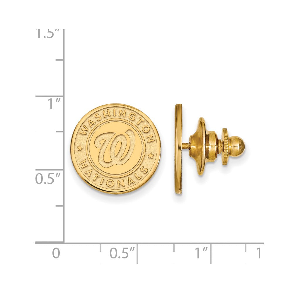 Alternate view of the 14K Gold Plated Silver MLB Washington Nationals 15mm Lapel or Tie Pin by The Black Bow Jewelry Co.