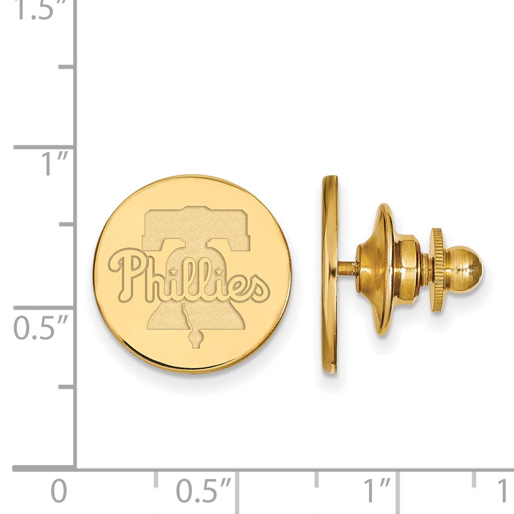 Alternate view of the 14K Yellow Gold MLB Philadelphia Phillies 15mm Lapel or Tie Pin by The Black Bow Jewelry Co.