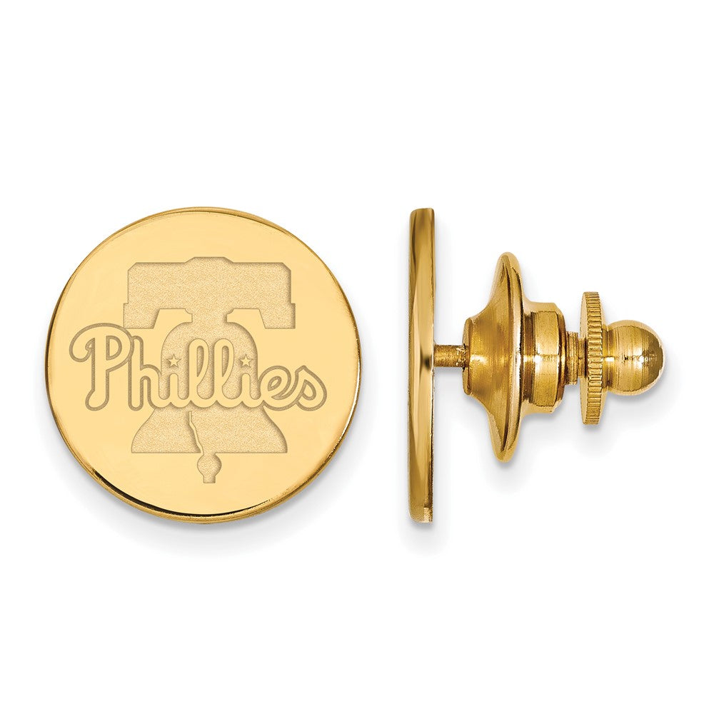 14K Gold Plated Silver MLB Philadelphia Phillies 15mm Lapel or Tie Pin, Item M11810 by The Black Bow Jewelry Co.