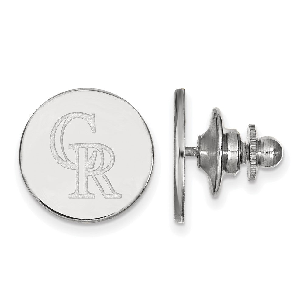 14K White Gold MLB Colorado Rockies C-R 15mm Lapel or Tie Pin, Item M11812 by The Black Bow Jewelry Co.