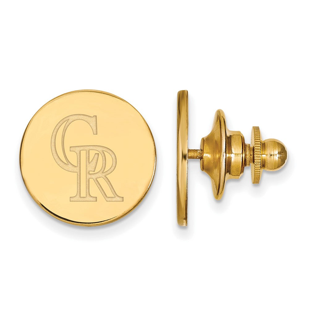 14K Yellow Gold MLB Colorado Rockies C-R 15mm Lapel or Tie Pin, Item M11813 by The Black Bow Jewelry Co.