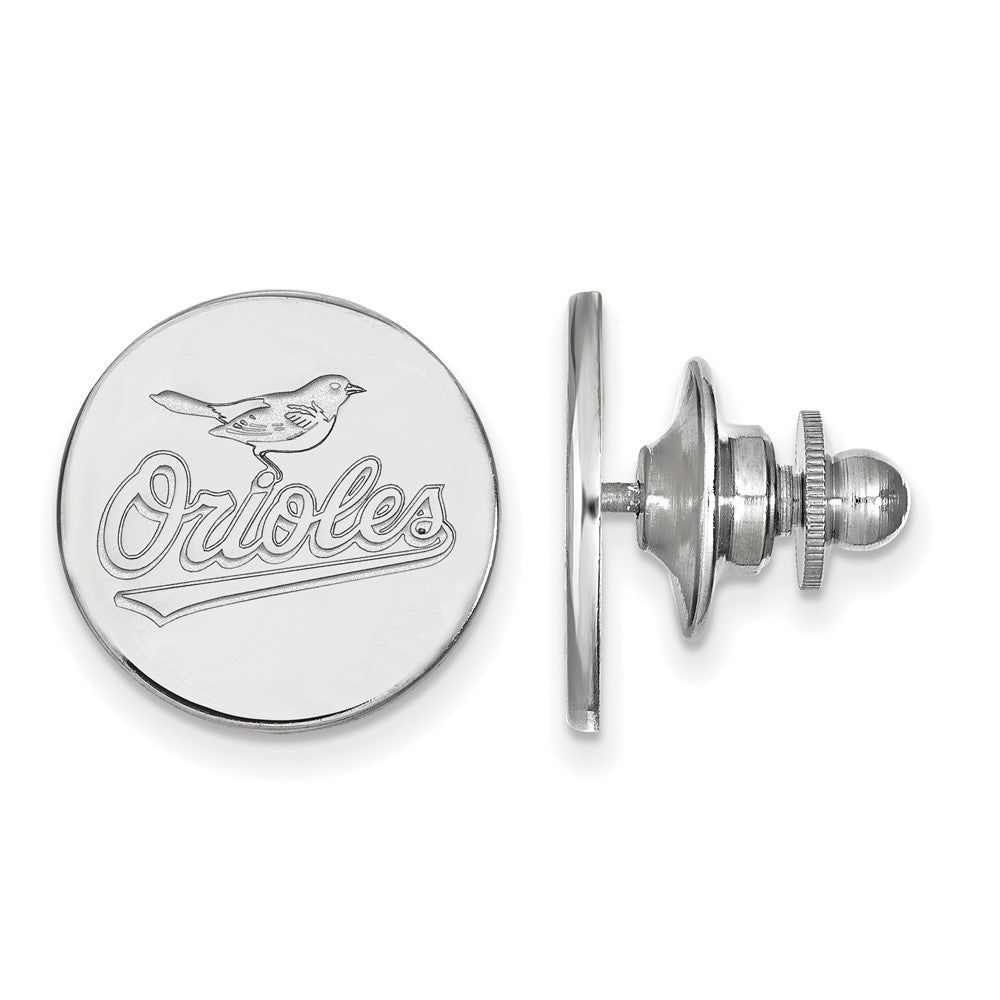 14K White Gold MLB Baltimore Orioles 15mm Lapel or Tie Pin, Item M11820 by The Black Bow Jewelry Co.