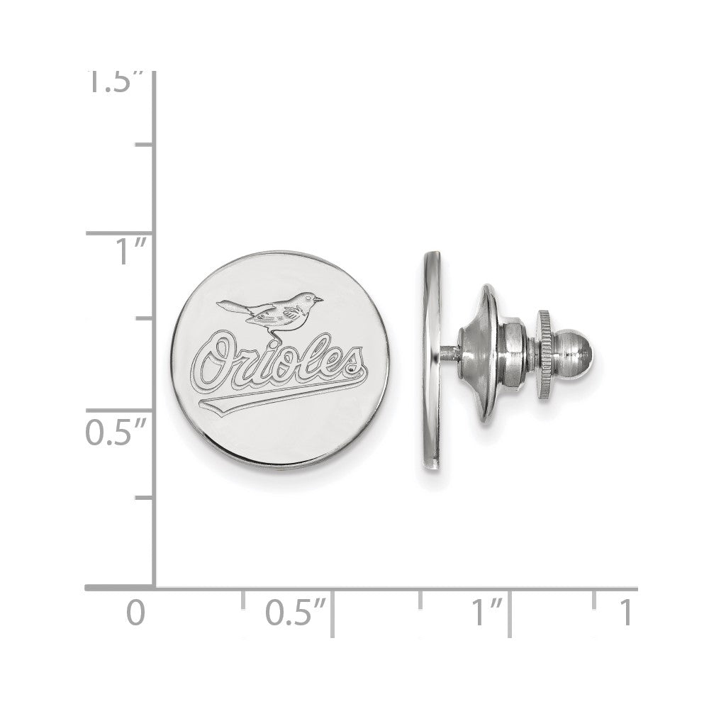 Alternate view of the 14K White Gold MLB Baltimore Orioles 15mm Lapel or Tie Pin by The Black Bow Jewelry Co.