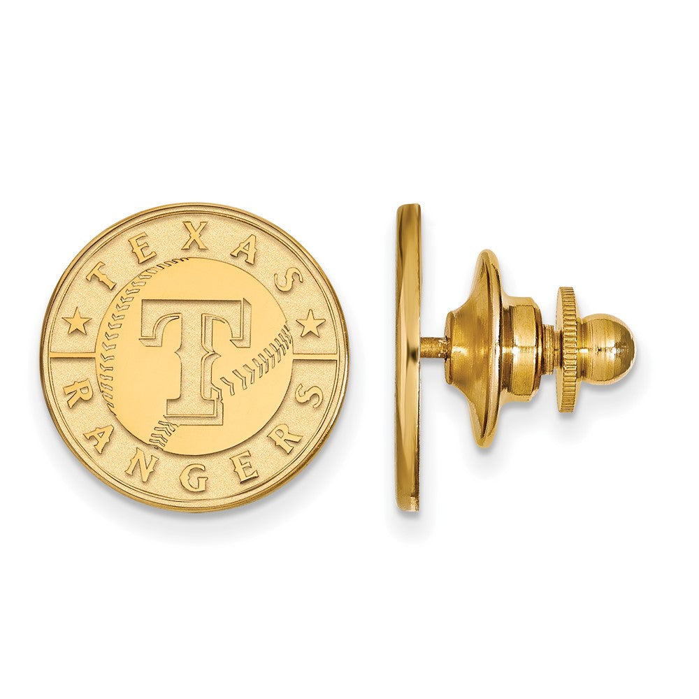 14K Yellow Gold MLB Texas Rangers 15mm Lapel or Tie Pin, Item M11825 by The Black Bow Jewelry Co.