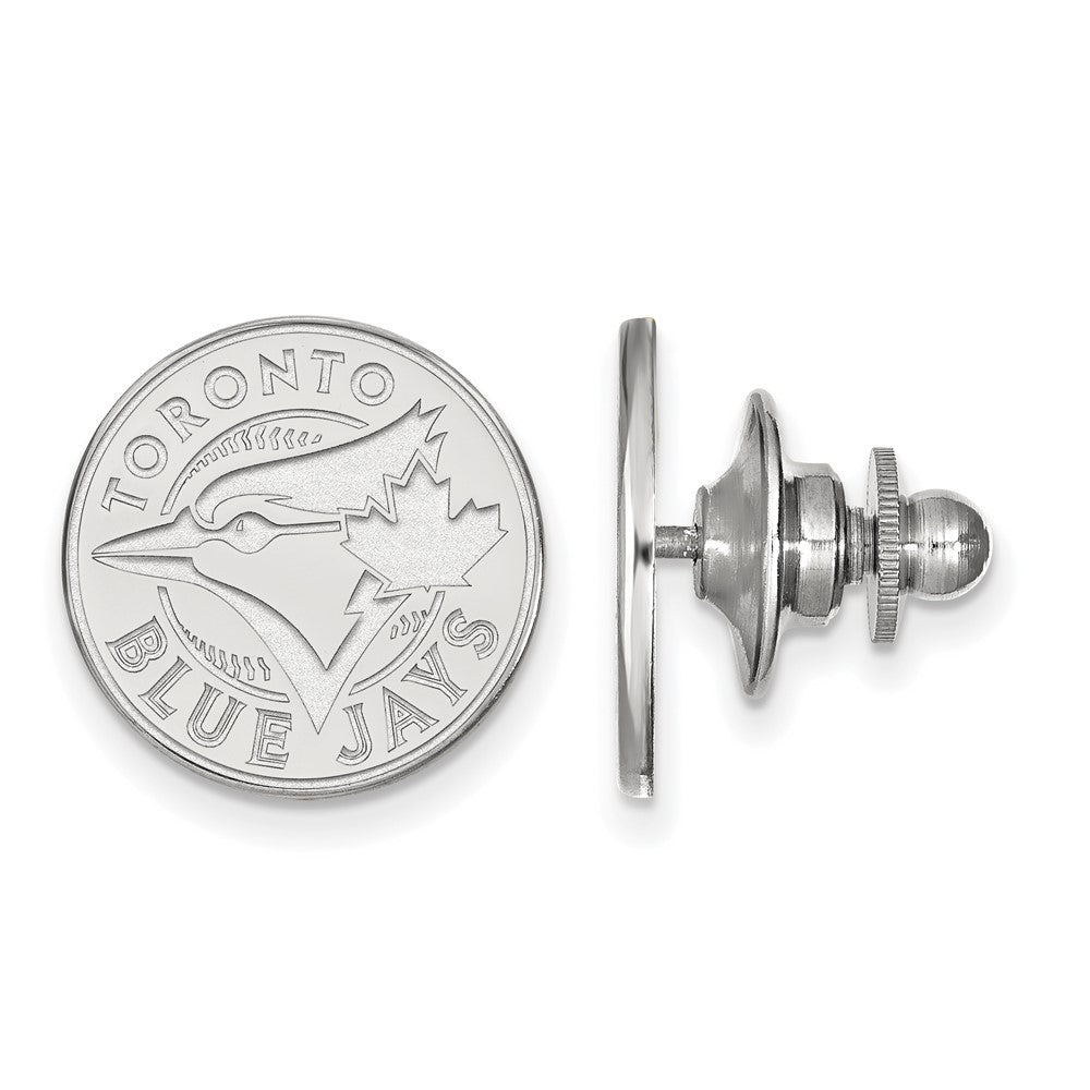 14K White Gold MLB Toronto Blue Jays 15mm Lapel or Tie Pin, Item M11832 by The Black Bow Jewelry Co.