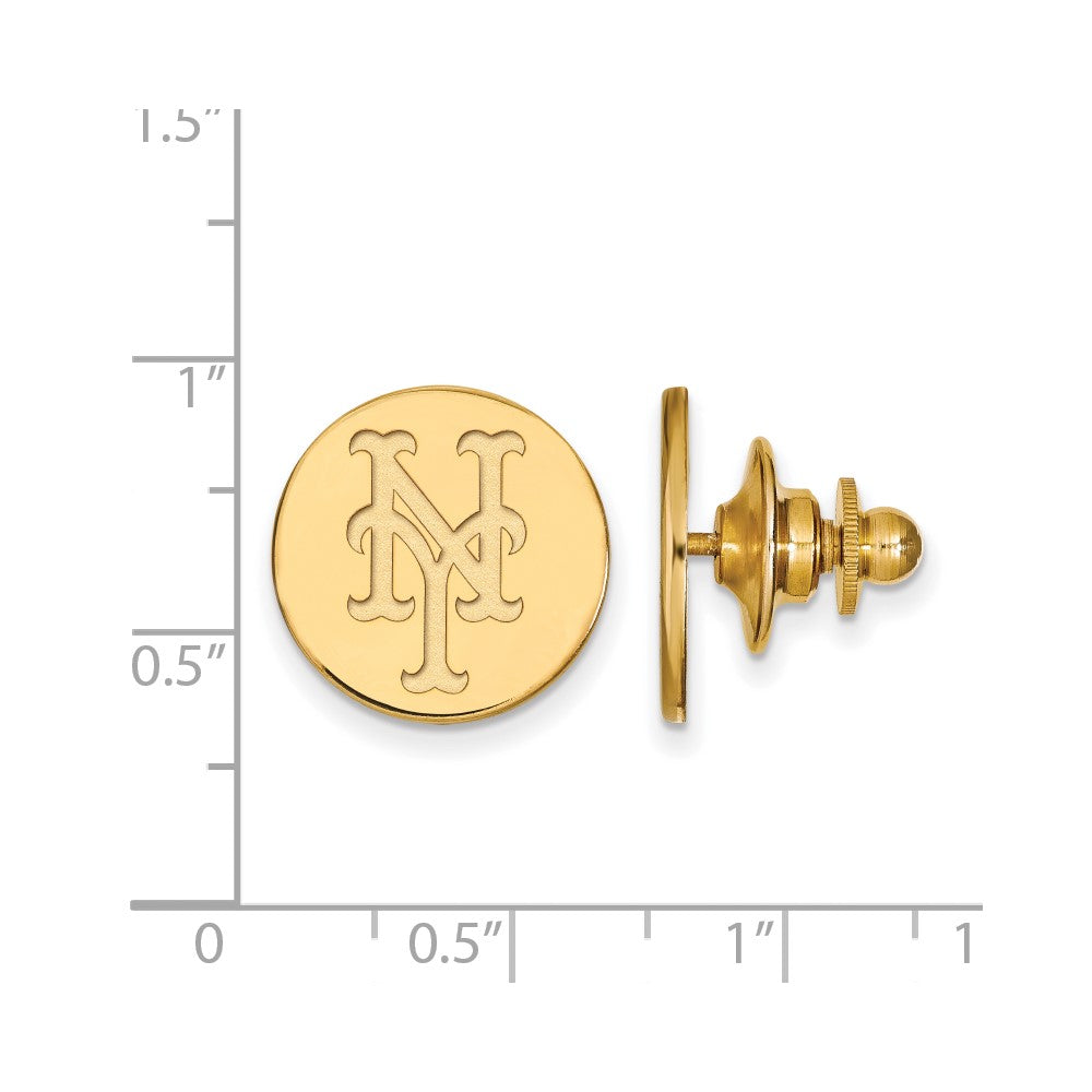 Alternate view of the 14K Gold Plated Silver MLB New York Mets 15mm Lapel or Tie Pin by The Black Bow Jewelry Co.