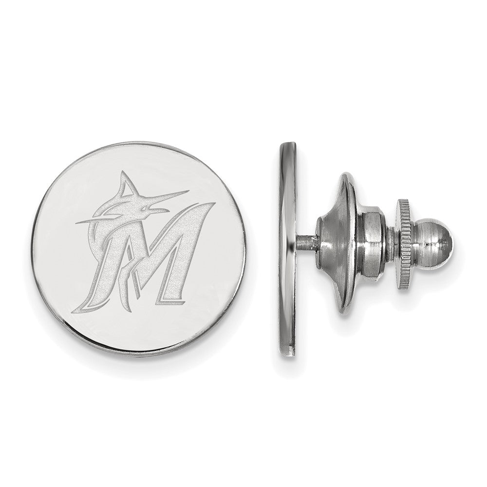 Sterling Silver MLB Miami Marlins 15mm Lapel or Tie Pin, Item M11847 by The Black Bow Jewelry Co.
