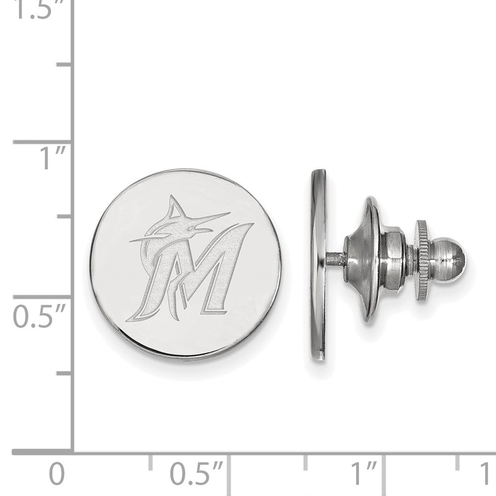 Alternate view of the Sterling Silver MLB Miami Marlins 15mm Lapel or Tie Pin by The Black Bow Jewelry Co.