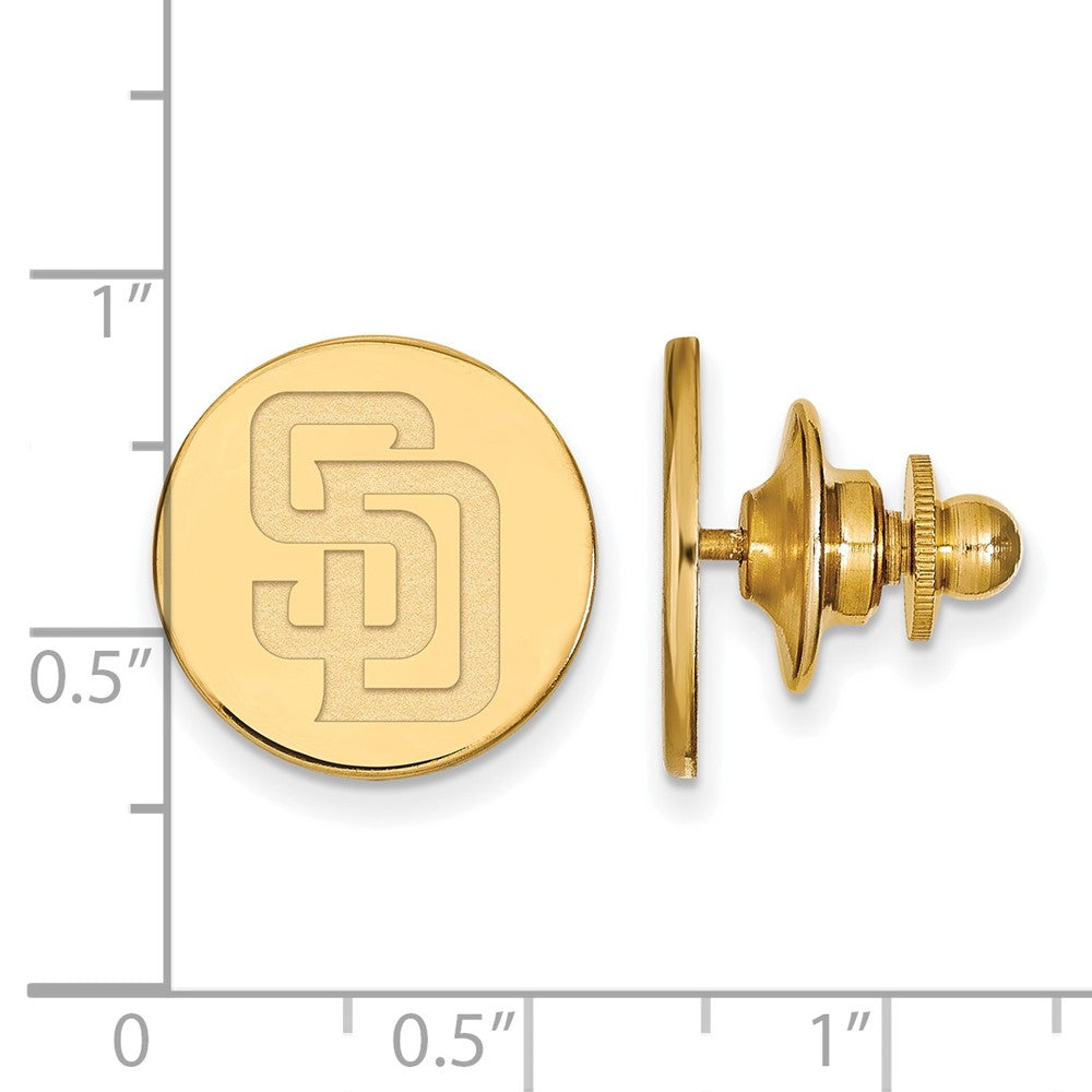 Alternate view of the 14K Yellow Gold MLB San Diego Padres Letters S-D 15mm Lapel or Tie Pin by The Black Bow Jewelry Co.