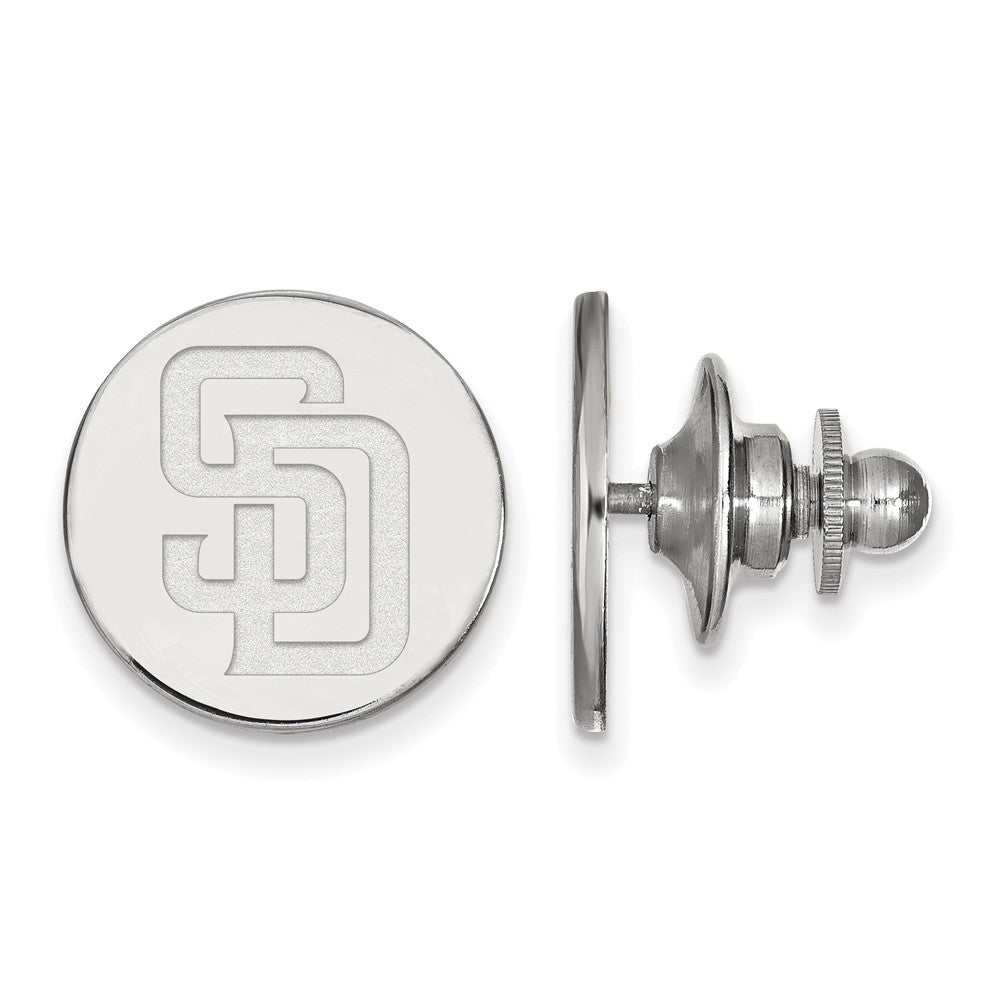 Sterling Silver MLB San Diego Padres Letters S-D 15mm Lapel or Tie Pin, Item M11851 by The Black Bow Jewelry Co.
