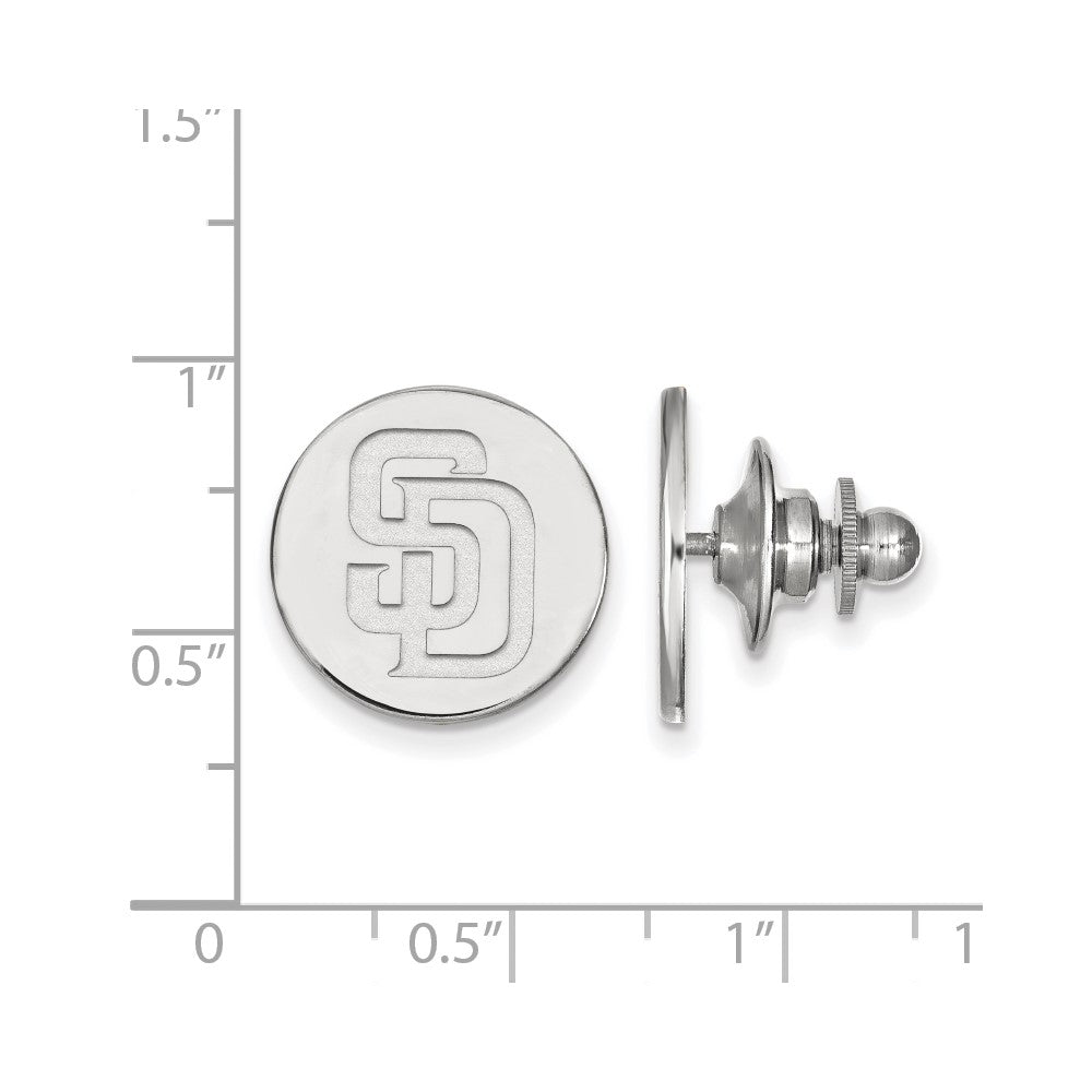 Alternate view of the Sterling Silver MLB San Diego Padres Letters S-D 15mm Lapel or Tie Pin by The Black Bow Jewelry Co.
