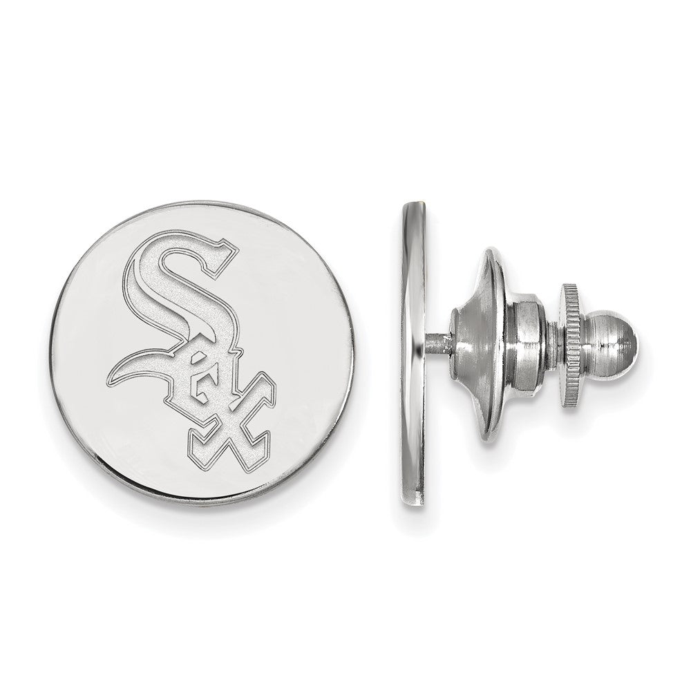 14K White Gold MLB Chicago White Sox 15mm Lapel or Tie Pin, Item M11852 by The Black Bow Jewelry Co.