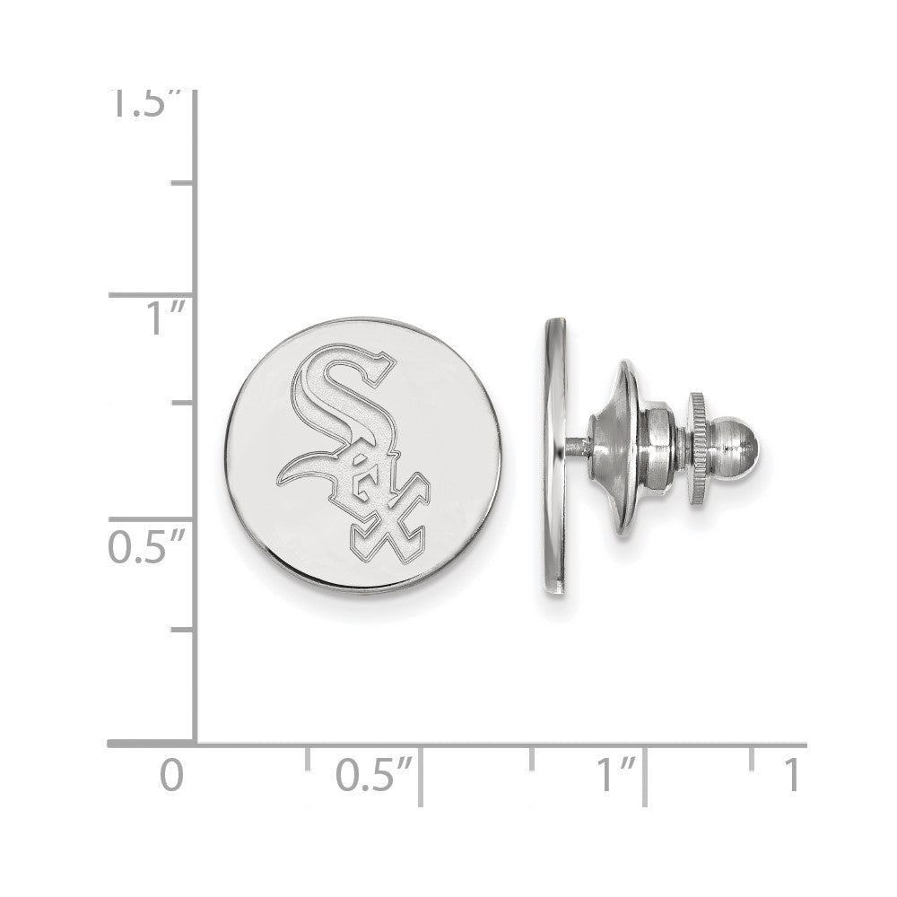 Alternate view of the 14K White Gold MLB Chicago White Sox 15mm Lapel or Tie Pin by The Black Bow Jewelry Co.