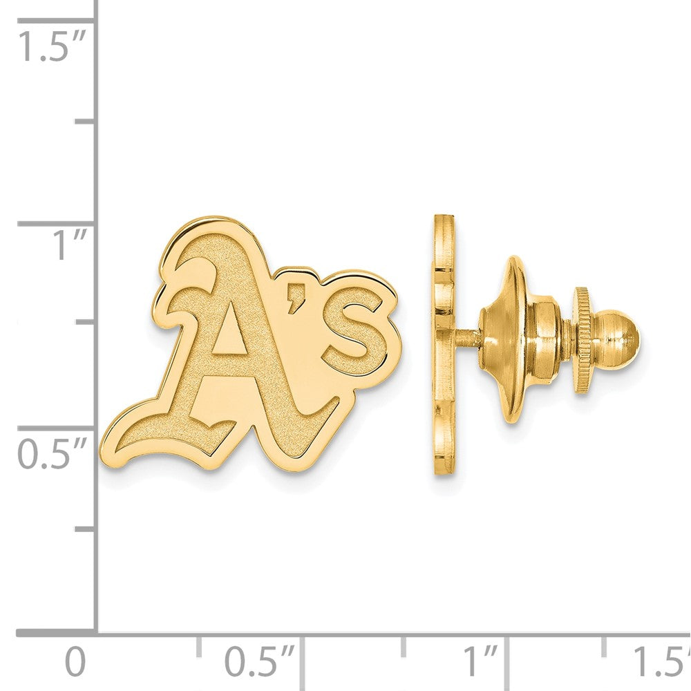 Alternate view of the 14K Yellow Gold MLB Oakland Athletics 15mm Lapel or Tie Pin by The Black Bow Jewelry Co.