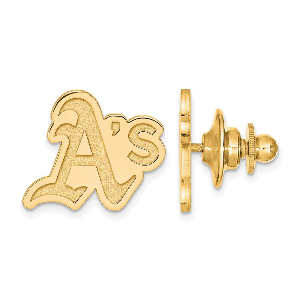 14K Gold Plated Silver MLB Oakland Athletics 15mm Lapel or Tie Pin, Item M11858 by The Black Bow Jewelry Co.