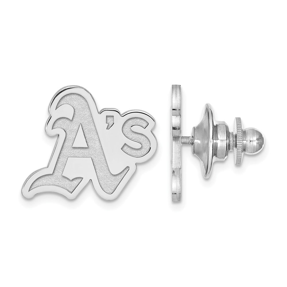 Sterling Silver MLB Oakland Athletics 15mm Lapel or Tie Pin, Item M11859 by The Black Bow Jewelry Co.