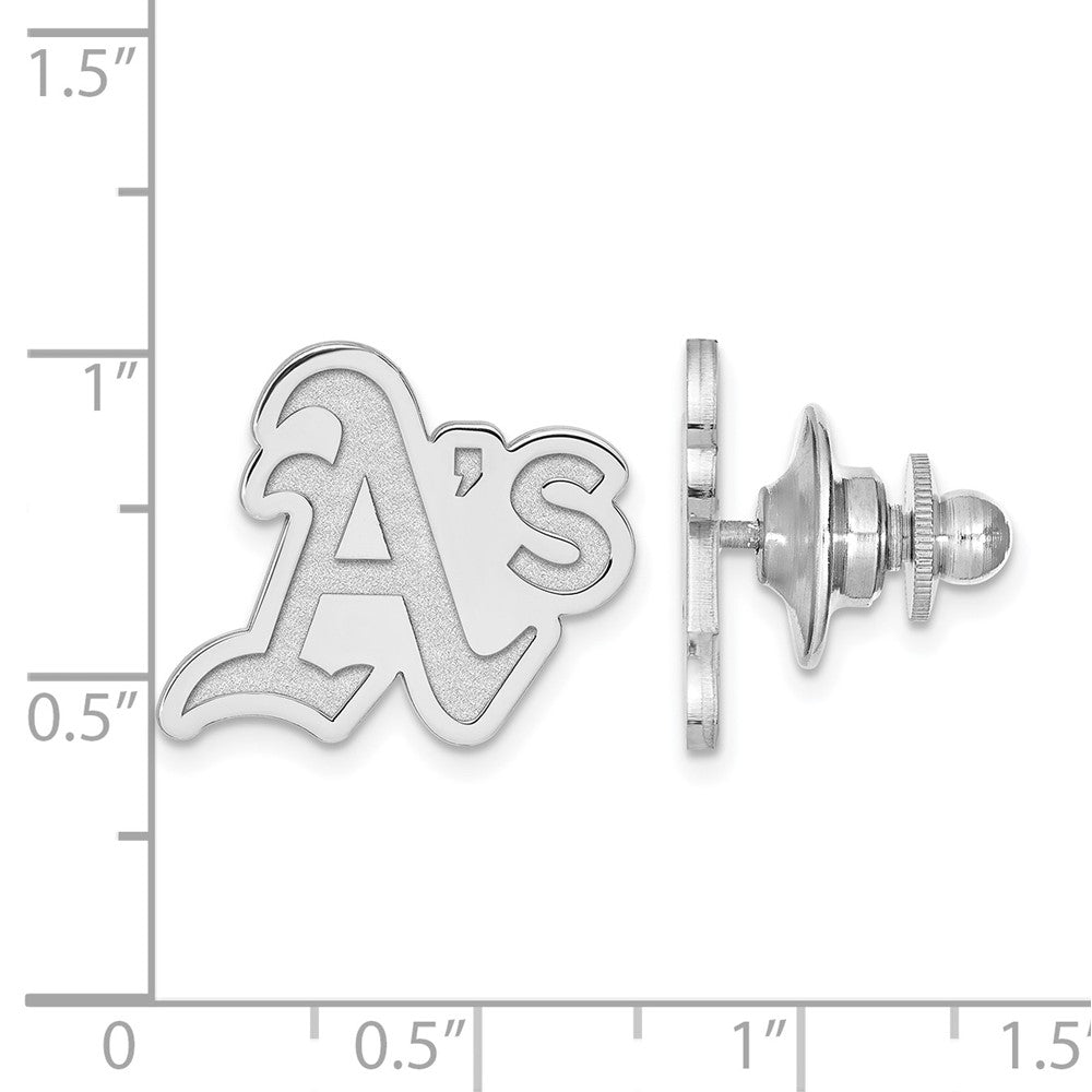 Alternate view of the Sterling Silver MLB Oakland Athletics 15mm Lapel or Tie Pin by The Black Bow Jewelry Co.