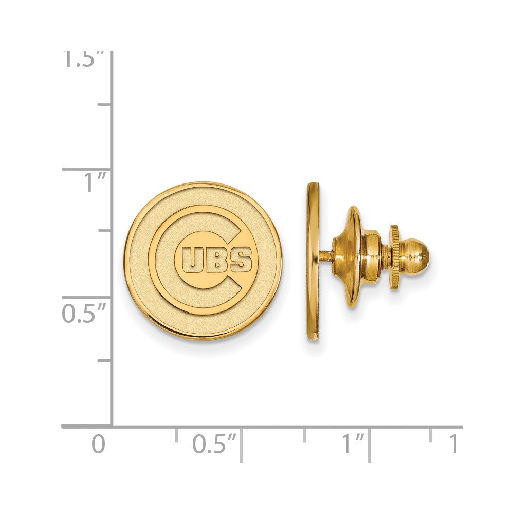 Alternate view of the 14K Gold Plated Silver MLB Chicago Cubs 15mm Lapel or Tie Pin by The Black Bow Jewelry Co.