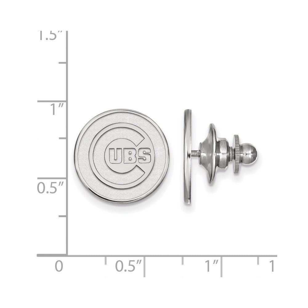 Alternate view of the Sterling Silver MLB Chicago Cubs 15mm Lapel or Tie Pin by The Black Bow Jewelry Co.