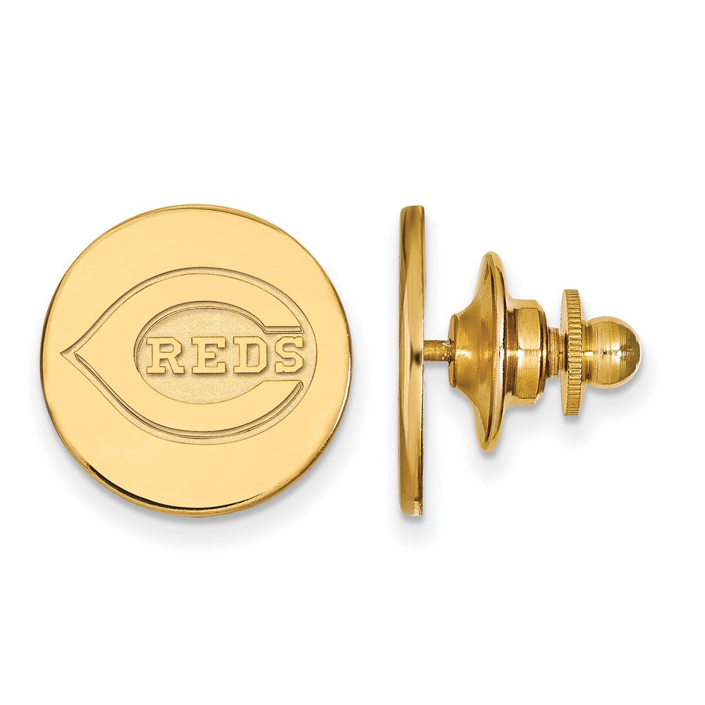 14K Yellow Gold MLB Cincinnati Reds 15mm Lapel or Tie Pin, Item M11865 by The Black Bow Jewelry Co.