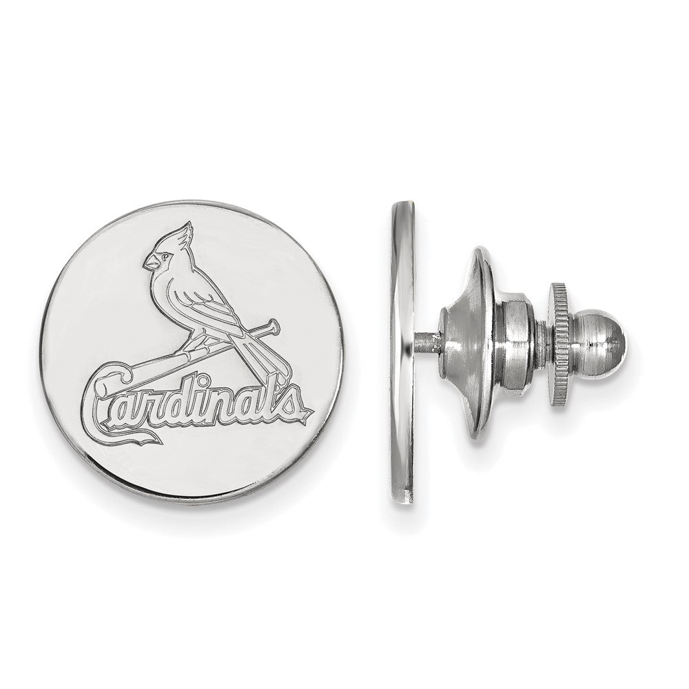 14K White Gold MLB St. Louis Cardinals 15mm Lapel or Tie Pin, Item M11868 by The Black Bow Jewelry Co.