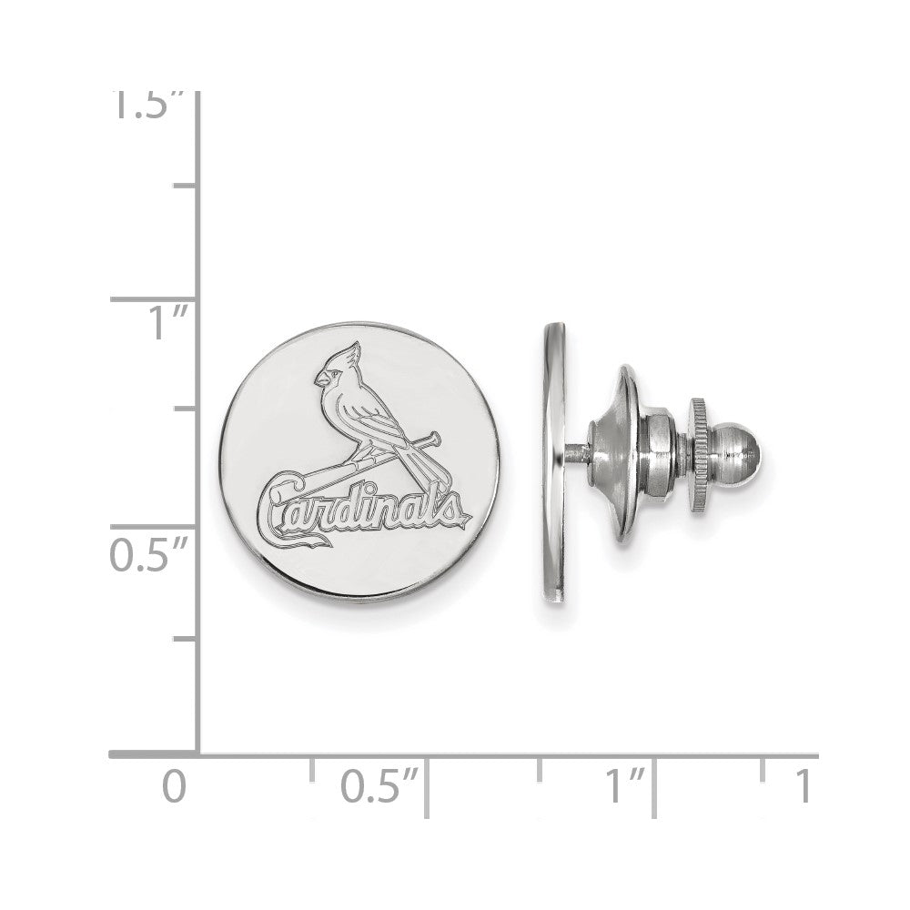 Alternate view of the 14K White Gold MLB St. Louis Cardinals 15mm Lapel or Tie Pin by The Black Bow Jewelry Co.