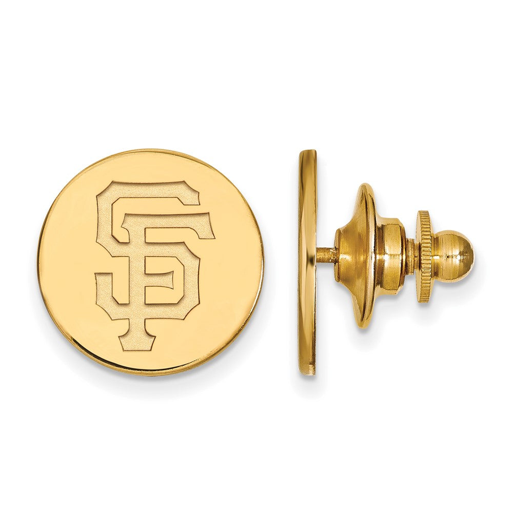 14K Gold Plated Silver MLB San Francisco Giants 15mm Lapel or Tie Pin, Item M11874 by The Black Bow Jewelry Co.