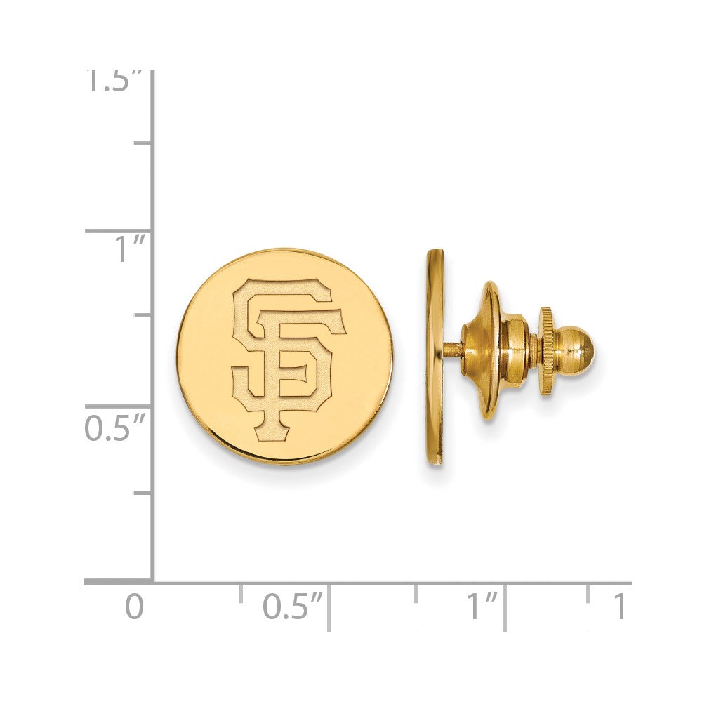 Alternate view of the 14K Gold Plated Silver MLB San Francisco Giants 15mm Lapel or Tie Pin by The Black Bow Jewelry Co.
