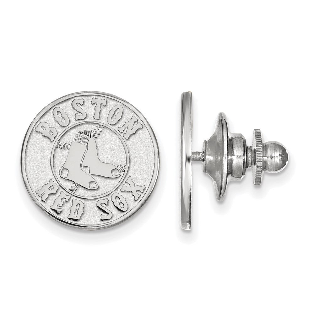 14K White Gold MLB Boston Red Sox 15mm Lapel or Tie Pin, Item M11876 by The Black Bow Jewelry Co.