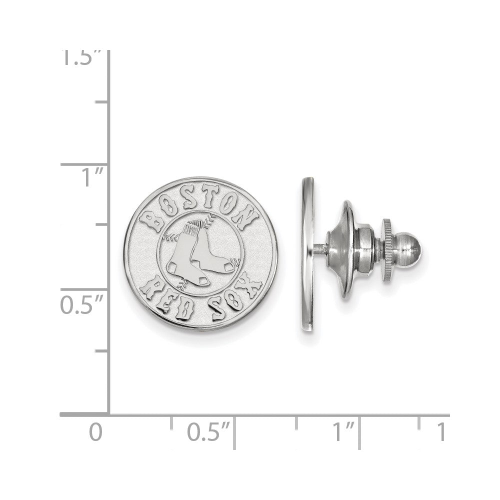 Alternate view of the 14K White Gold MLB Boston Red Sox 15mm Lapel or Tie Pin by The Black Bow Jewelry Co.
