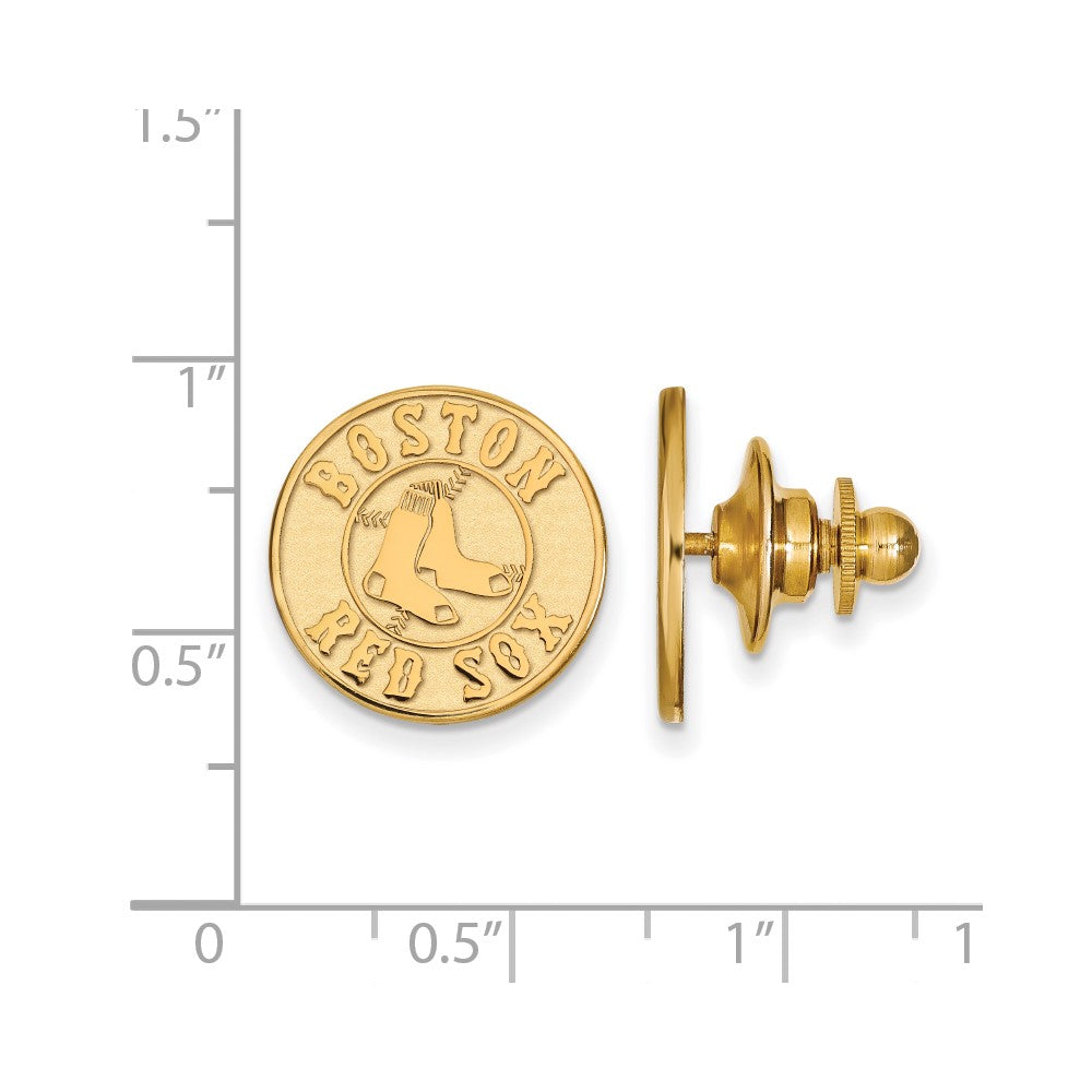Alternate view of the 14K Yellow Gold MLB Boston Red Sox 15mm Lapel or Tie Pin by The Black Bow Jewelry Co.